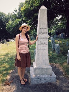 Me standing by the grave of my great, great+ grandpa, William Bradford, the Mayor of Plymouth Plantation.
