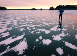 ice skating sunset